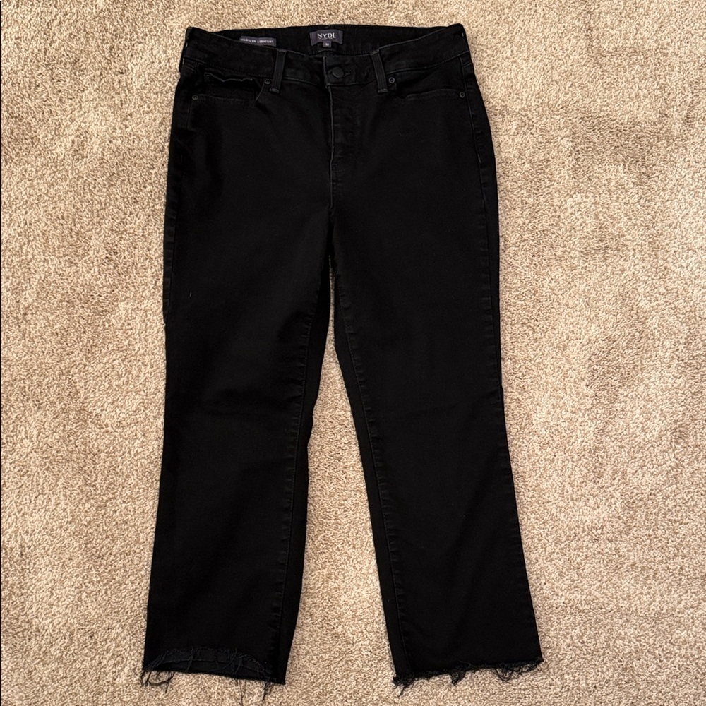 NYDJ Marilyn straight raw hem Black Jeans size 10